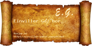 Einviller Gábor névjegykártya